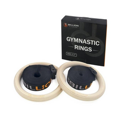 Procircle Wood Gymnastic Gym Rings with Adjustable Long Buckles Straps Workout For Home & Cross