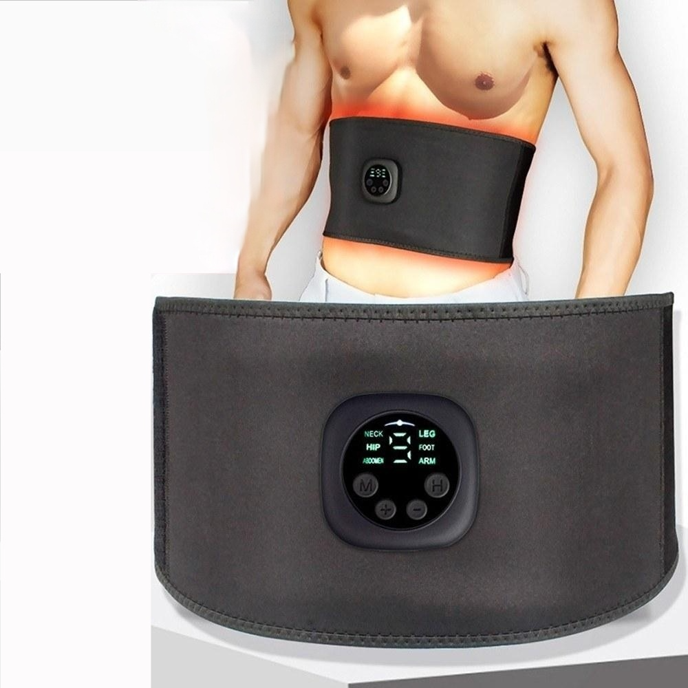 Intelligent Unisex USB Rechargeable EMS Fitness Trainer Belt LED Display Electrical Muscle Stimulator Abdominal Sticker