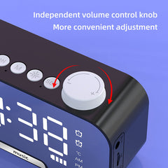 Wireless bluetooth Speaker Portable Mini Mirror Alarm Clock Support TF Card FM Radio with Mic