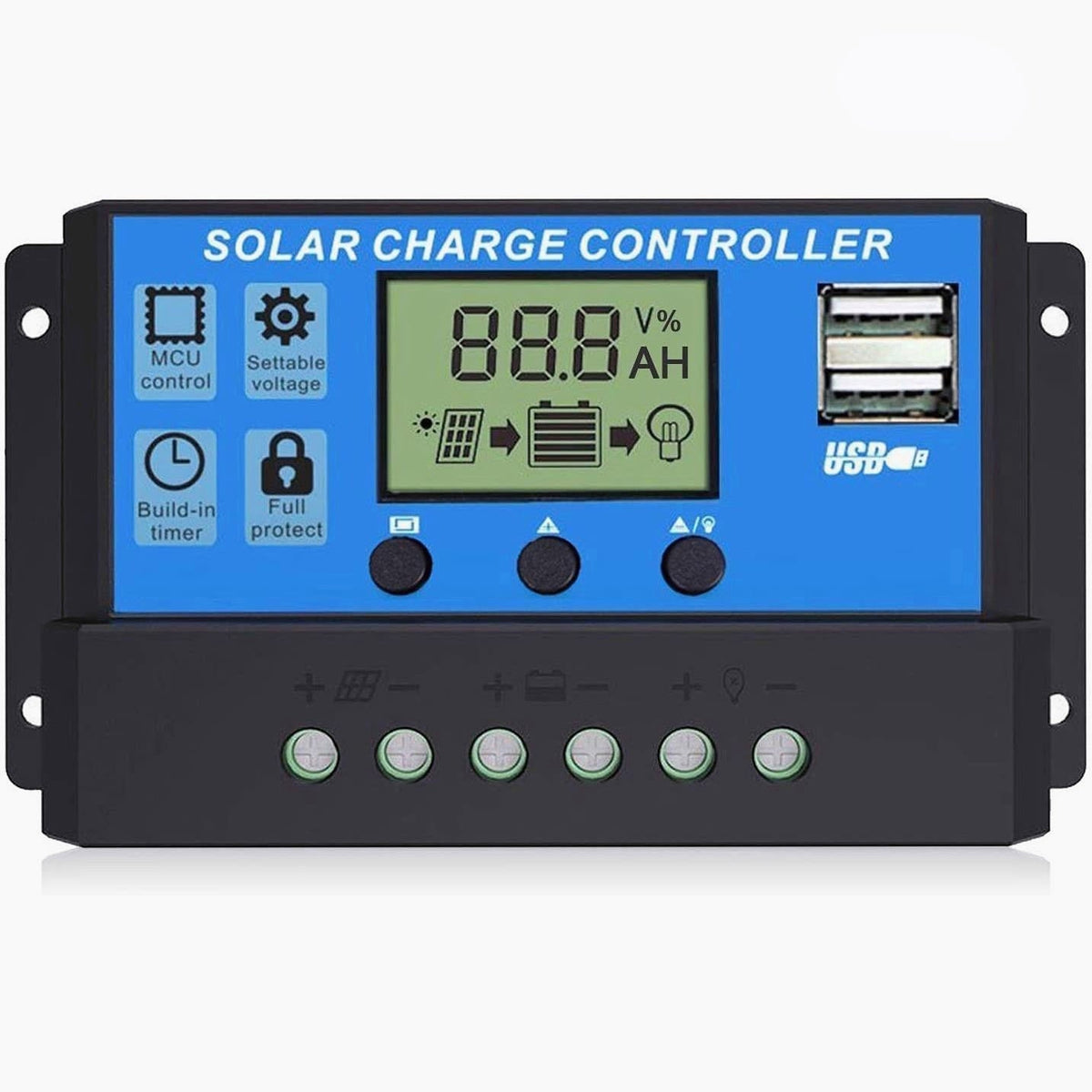 Multi-Function Adjustable LCD Display Solar Panel Charger Controller 12V/24V