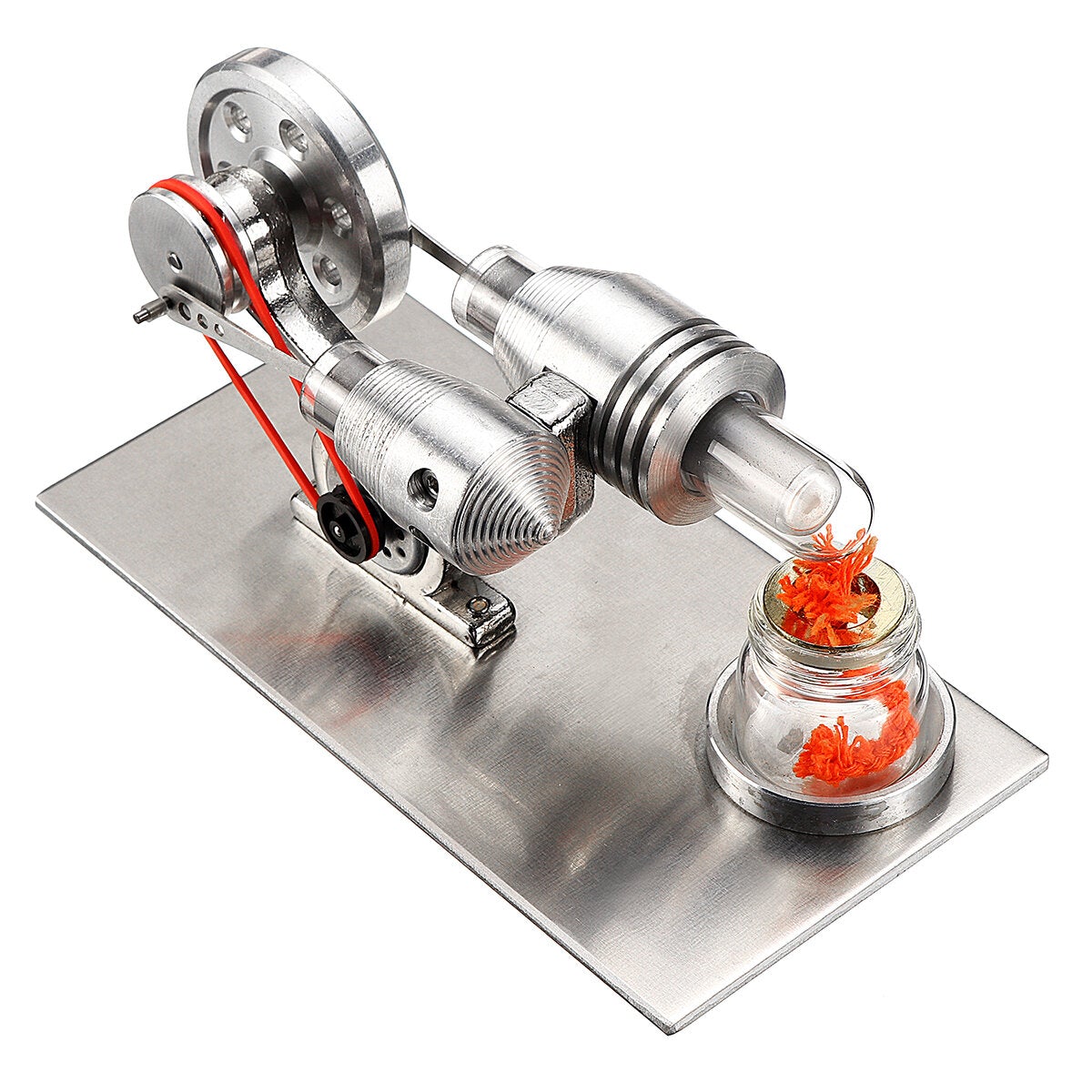 Stainless Mini Hot Air Stirling Engine Motor Model Educational Toy Kit