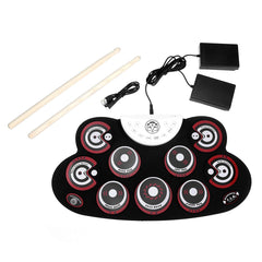 Roll-Up Drum Set 9 Silicon Electronic Drum Pads USB/Battery Powered for Kids