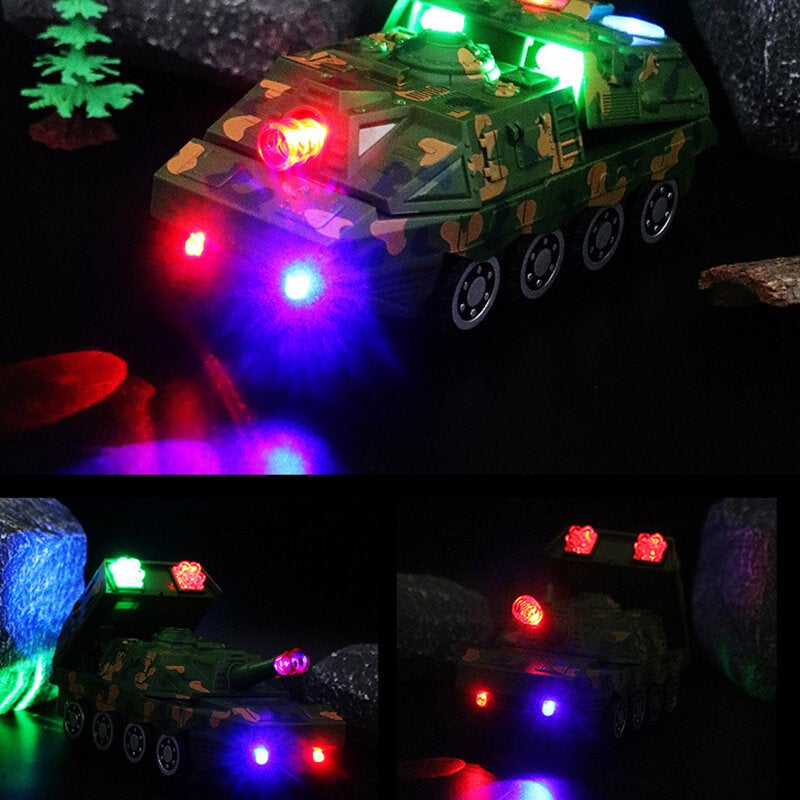 Electric Acousto-optic Universal Wheel Transform Armed Vehicle Model with LED Lights Music Diecast Toy for Kids Gift
