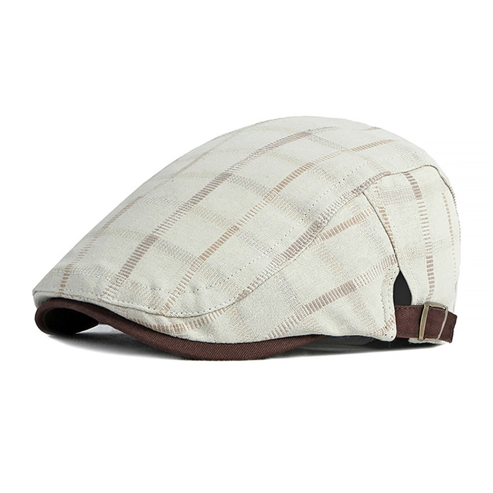 Menico Men's Cotton British Vintage Fashion Plaid Casual Beret Hat