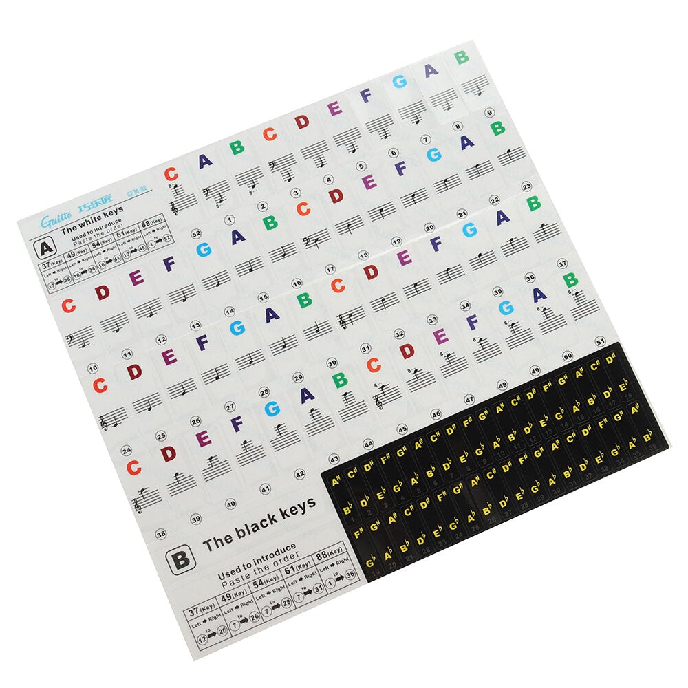 Piano Key Stickers Piano Keyboard Tune Stickers Kit for Piano