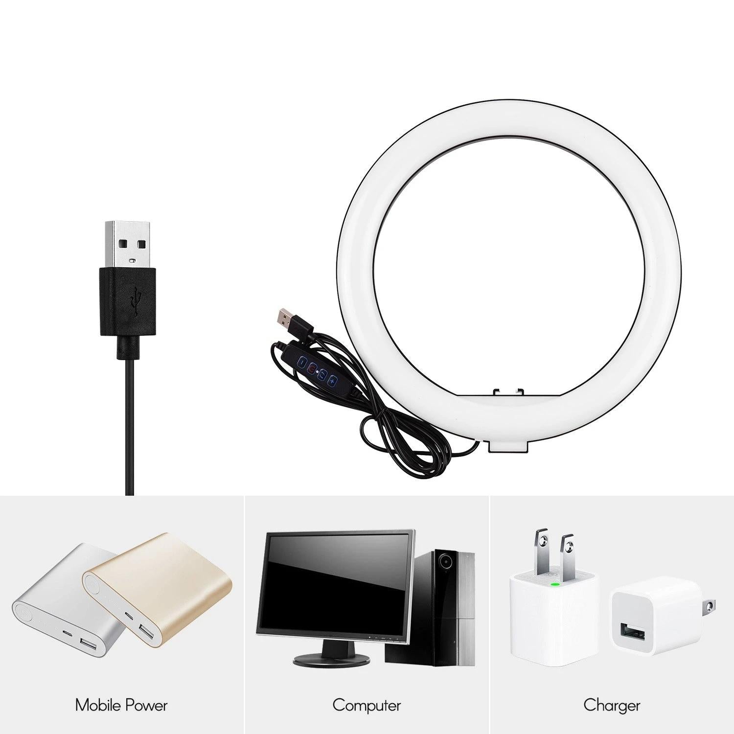 10 Inch Mini LED Ring Light Photography Fill-in 3 Lighting Modes