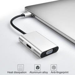 2-in-1 USB-C Docking Station Type-C to 4K HDMI VGA Adapter USB C HUB for MacBook Pro Laptop