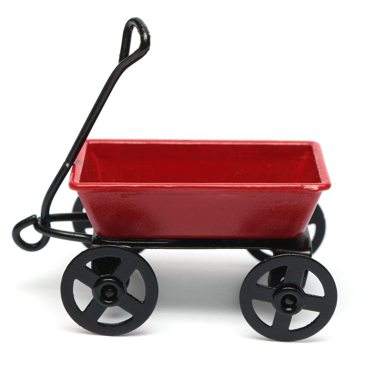 Metal Miniature Toy Red Small Pulling Cart Garden Furniture Accessories