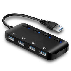 4 in 1 USB 3.0 HUB High Speed 5Gbps USB 3.0 Splitter with Individual Switch Control for PC Laptop Computer