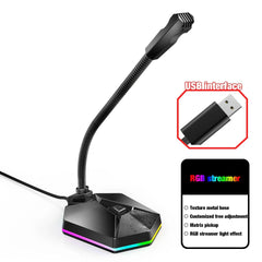 Computer Microphone with RGB Light Bendable USB Driver-free for Meeting Voice Chat