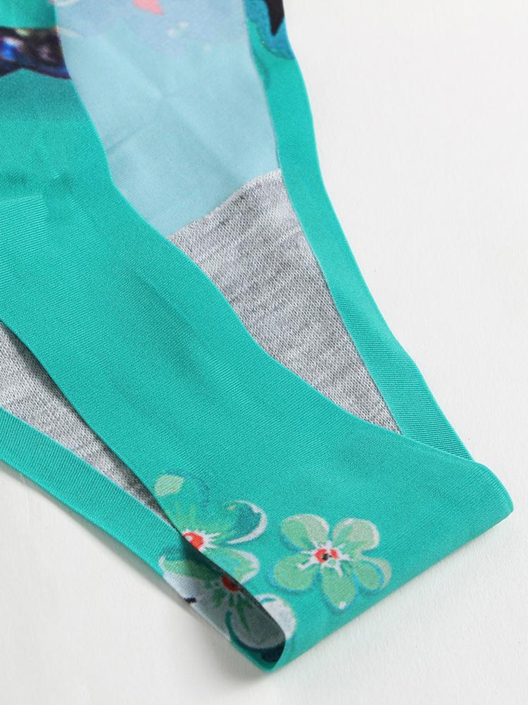 Floral Printed Seamless Ultra-thin Low Waist Thong Briefs