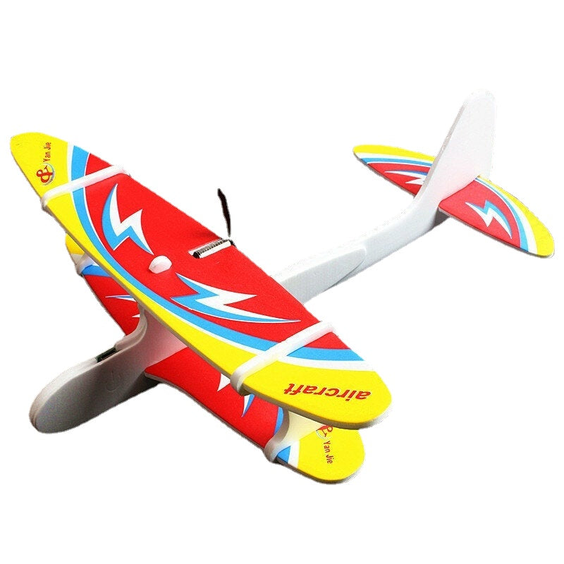 Electric DIY Assembly Foam Hand Throw Airplane Model USB Rechargeable Slewing Outdoor Toy for Kids Gift