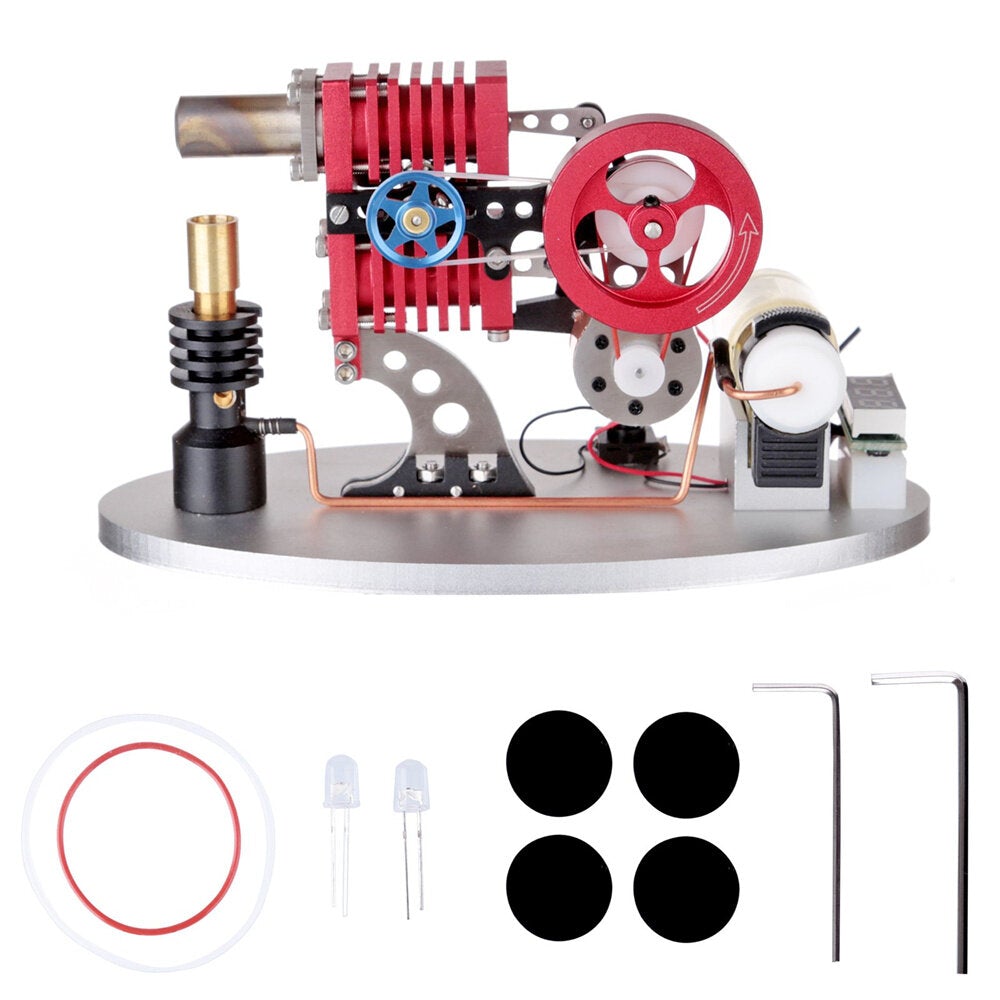 Type Double Cylinder Butane Stirling Engine LED Generator Model with Double Piston Rocker Arm Linkage