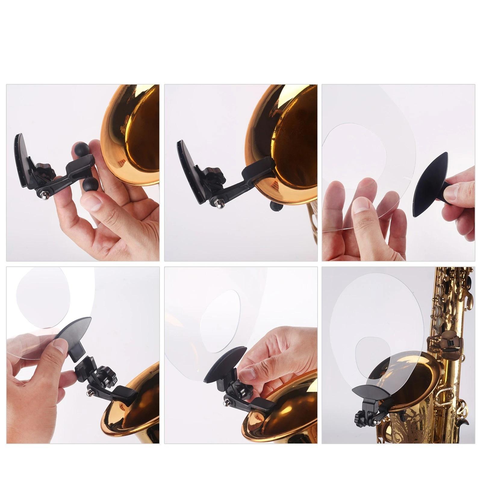 Plastic Saxophone Deflector Sound Shield with Mute & Reflect Functions for Wind Instrument