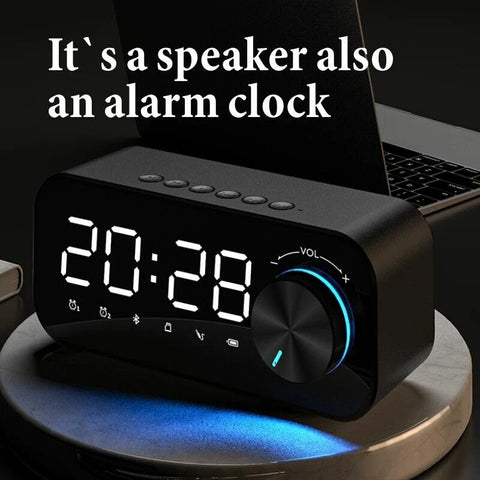 Bluetooth Subwoofer Music Player Speaker Alarm Clock With FM Radio Broadcast And Dual Alarm Clock Settings