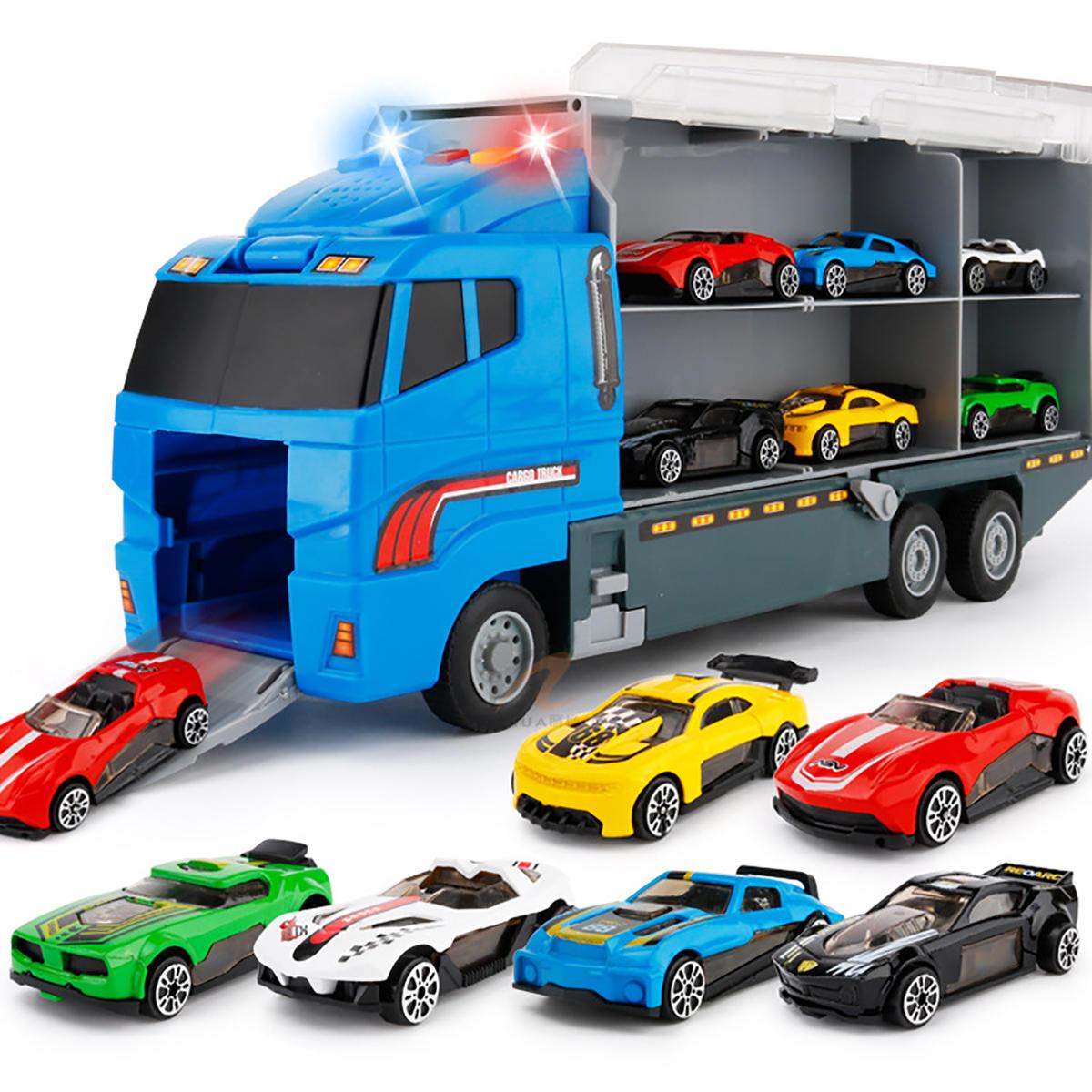 6/12 PCS 11 In 1 Diecast Model Construction Truck Vehicle Car Toy Set Play Vehicles in Carrier