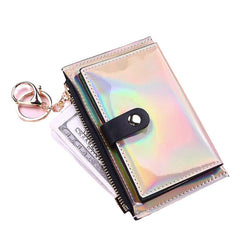 New Laser Women Wallets Fashion Keychain Zipper Coin Purse Mini Small Money Bag Credit Card Holder