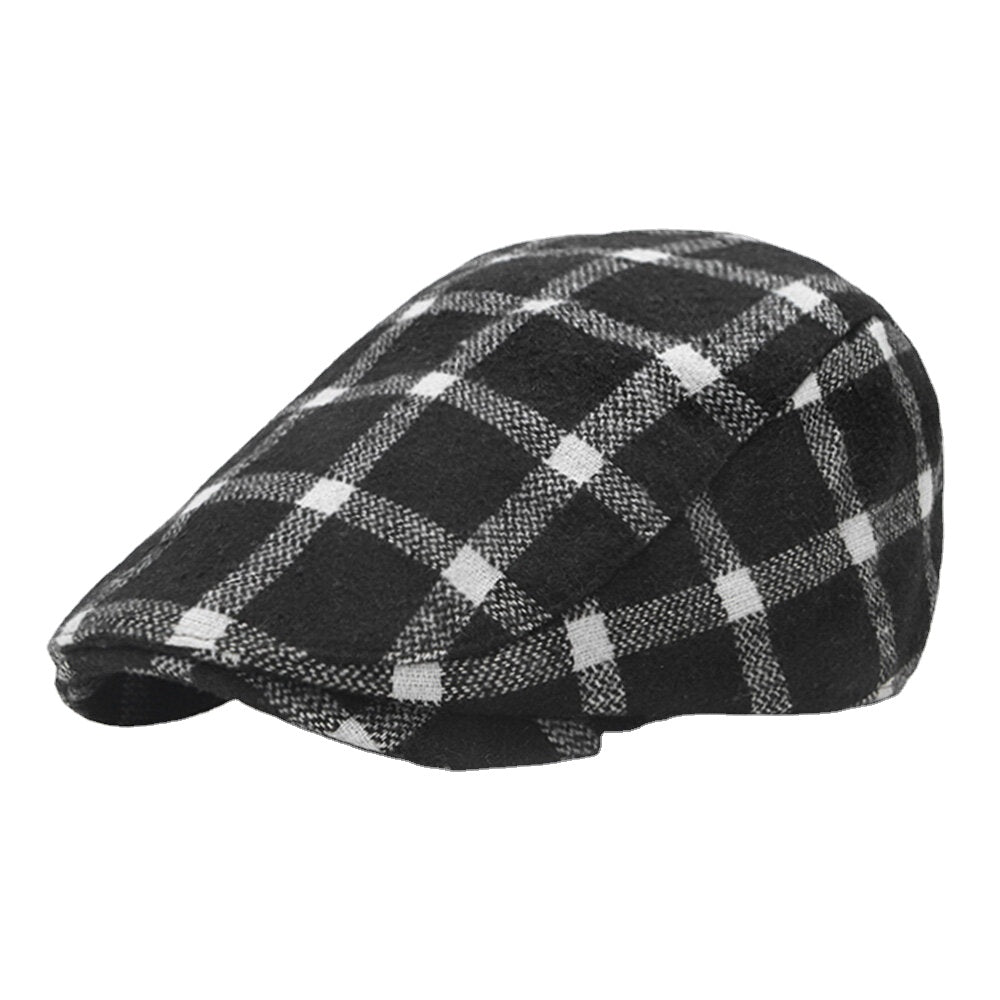 Men Newsboy Hats Colored Lattice Short Brim Dome Outdoor Adjustable Berets Driver Hat