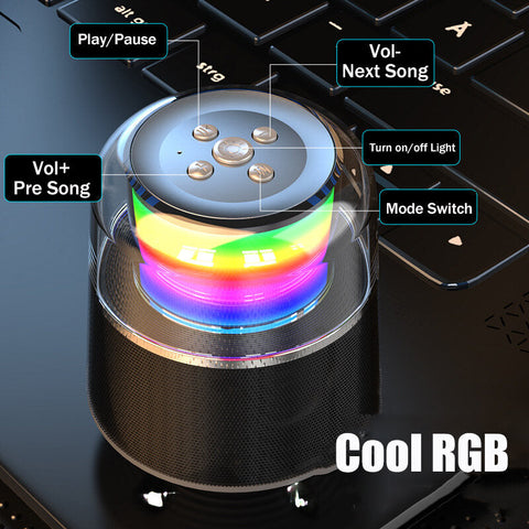 Bluetooth 5.0 Speaker RGB Colorful Light Music Player 3D Stero Loundspeakers Handsfree Wireless Speaker