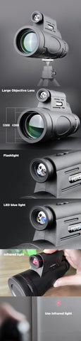 12x40 BAK4 Laser Light Monocular Night Version Flashlight Monocular FMC