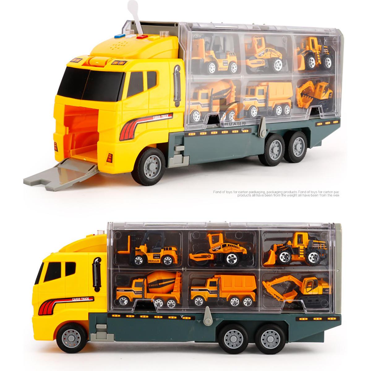 6/12 PCS 11 In 1 Diecast Model Construction Truck Vehicle Car Toy Set Play Vehicles in Carrier