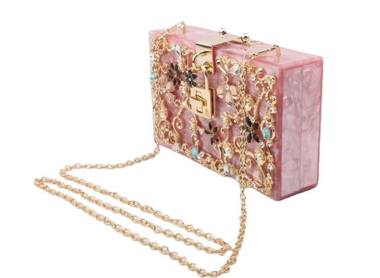 Woman Acrylic Bag Luxury Crystal Dimond Box Shape Female Wedding Party Evening Clutch Purse