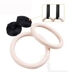 Procircle Wood Gymnastic Gym Rings with Adjustable Long Buckles Straps Workout For Home & Cross