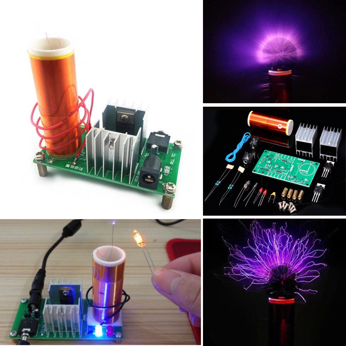 DIY Mini Tesla Coil Module Unassembled 15W DC 15-24V 2A Plasma Speaker Electronic Kit