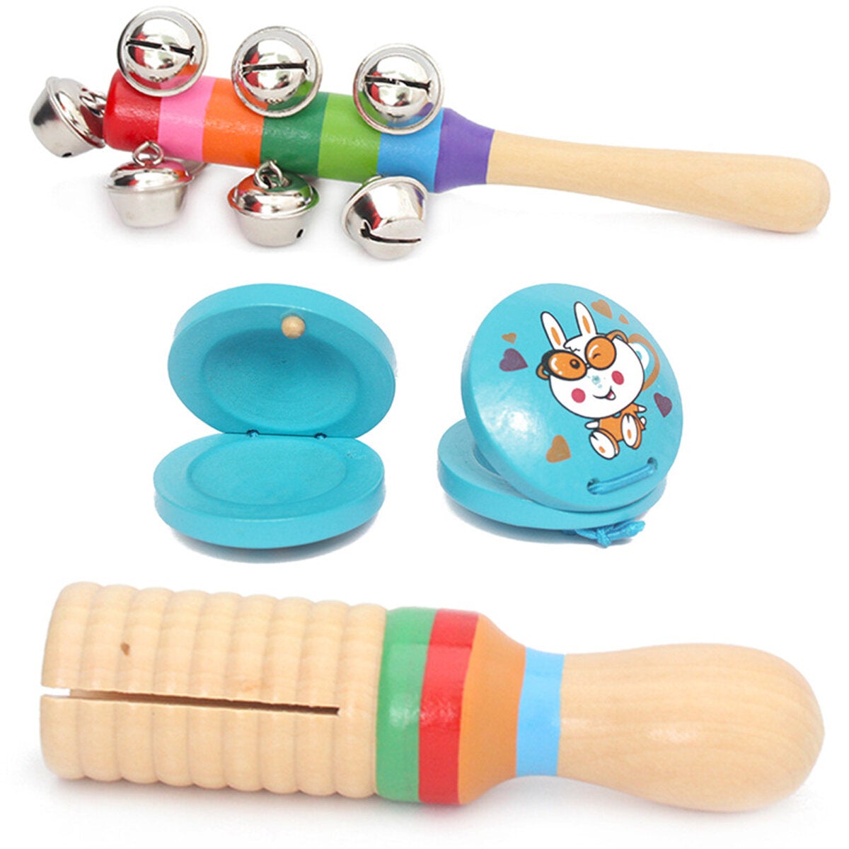 10-Piece Set Orff Musical Instruments Percussion Xylophone Set for Children