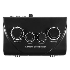 Professional Mini Karaoke Audio Mixer Dual Mic Inputs with Cable for Stage Home KTV