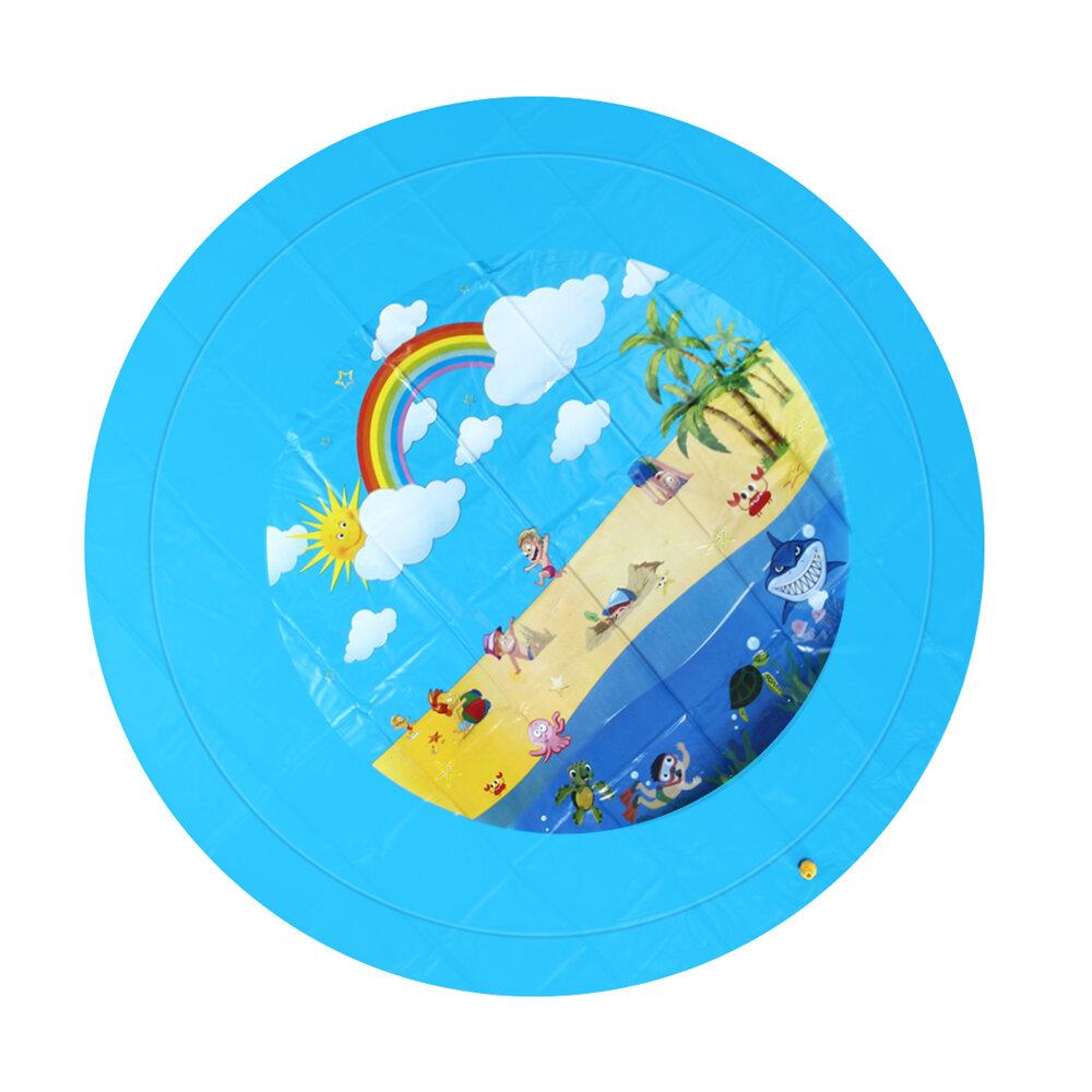 PVC Blue Cute Cartoon Pattern Inflatable Splash Kids Pool for Outdoor Toys