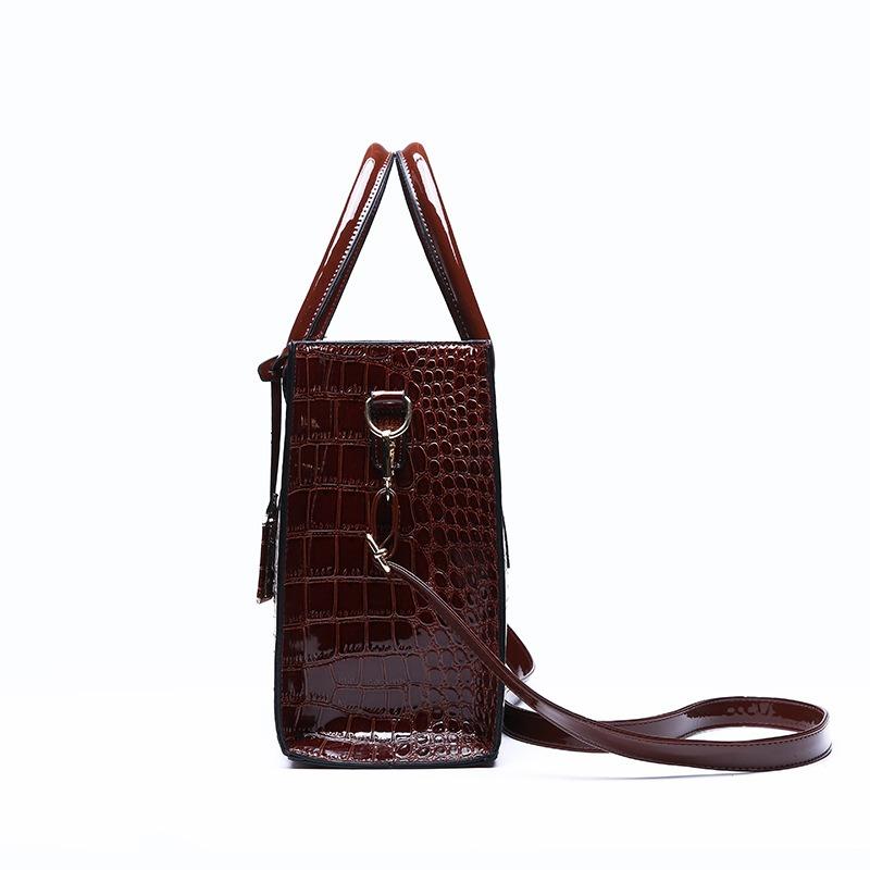 Women Fashion Crocodile Pattern Vintage Tote Large Capacity Big Shoulder Bag Handbag