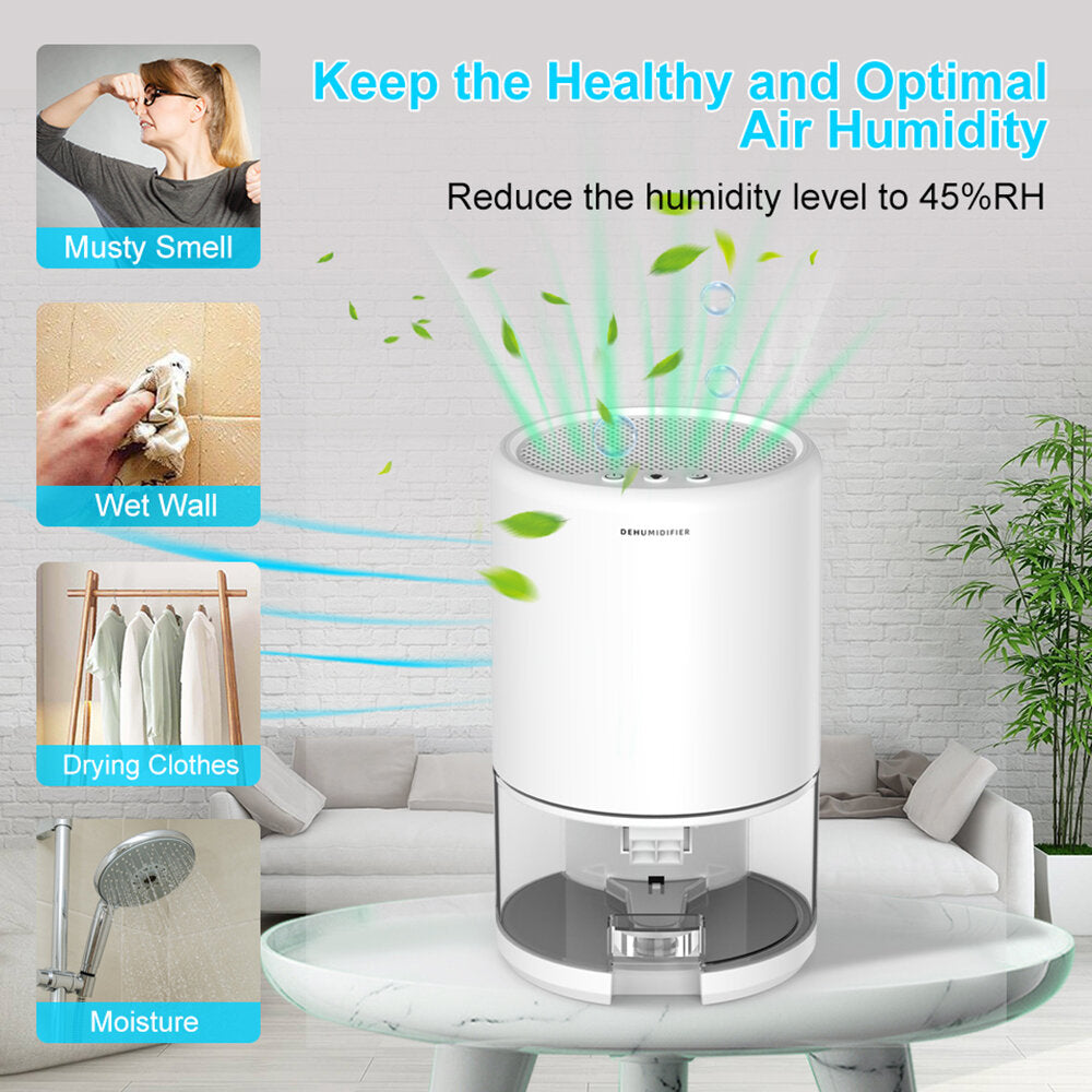 Mini Dehumidifier Air Dryer Moisture Absorber Powerful Dehumidification Negative Ion Sterilization 1000ml Water Tank