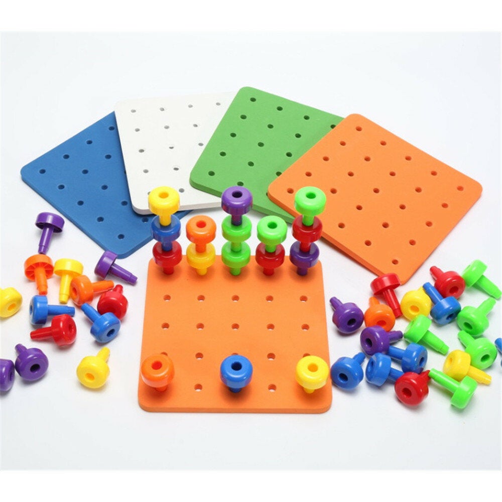 Peg Board Set Toy 30 Pegs & Board + FREE Storage Bag STEM Color Learning Sorting Matching Game Occupational Therapy Fine Motor Skills Toddlers Preschool Boys Girls