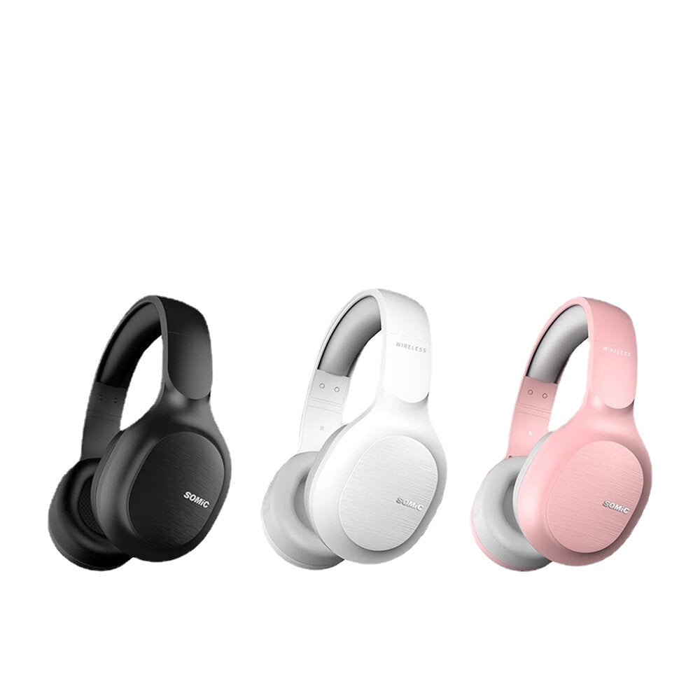 Wireless bluetooth Headphones CVC8.0 Noise Reduction 40MM Drivers AUX-In 1000mAh Adjustable Head-Mounted Sports Music Headset with Mic