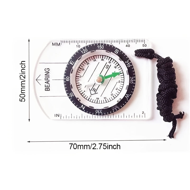 Outdoor Backpacking Transparent Plastic Compass Tool For Camping Hiking