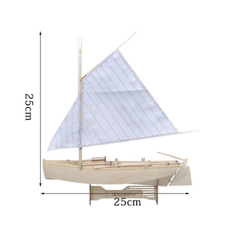 Wooden Sailing Boat Assembly Model Kit Laser Cutting Process DIY Toy