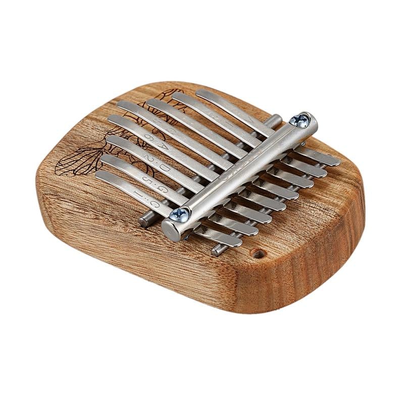 8 Key Camphor/Mahogany Mini Kalimbas Thumb Piano with Tuning Hammer