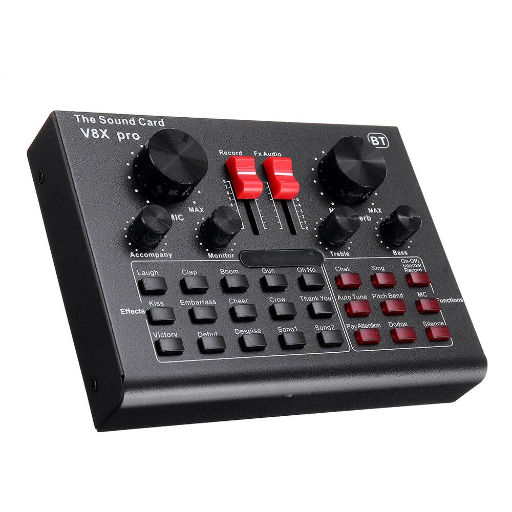 PRO External Audio Mixer USB Interface Sound Card with 15 Modes Multiple Effects