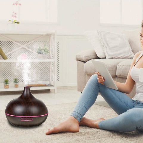 500ml 7 Light Colors Humidifier 4 Time Settings Cool Mist Aromatherapy Essential Oil Diffuser W/ Remote Control