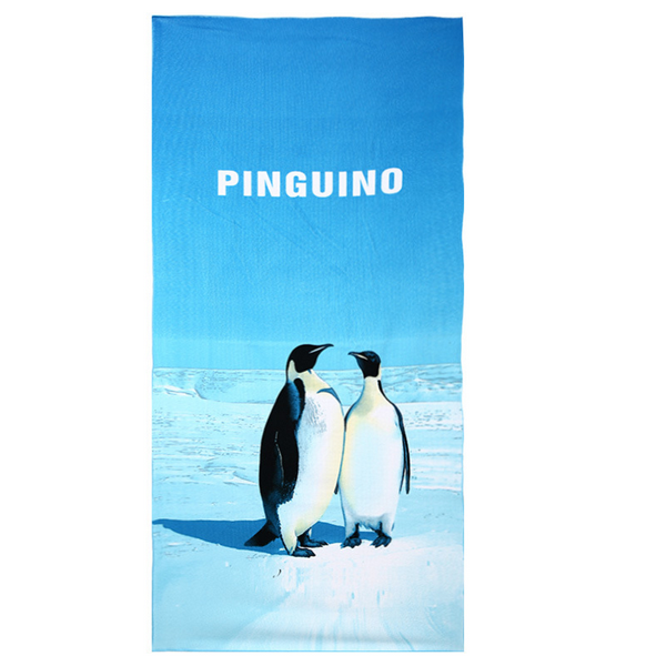 Absorbent Microfiber Towel, Blue Dolphin Penguin Print