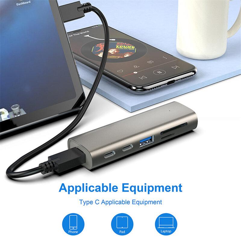 6-IN-1 USB-C HUB Docking Station Adapter with10Gbps Data Transmission