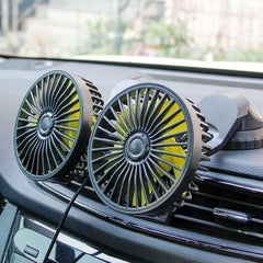 Portable Mini Car Fan Dual Head 360 Degree All-Round Adjustable Auto Air Cooling Usb Fans Quiet Small Desktop Fan