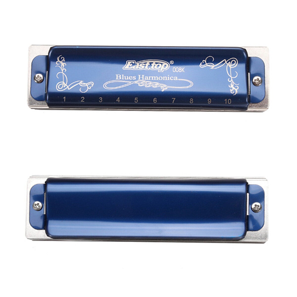 10 Hole Blues Harmonica Tone A B C D E F G Blue Color For Beginner