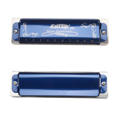 10 Hole Blues Harmonica Tone A B C D E F G Blue Color For Beginner