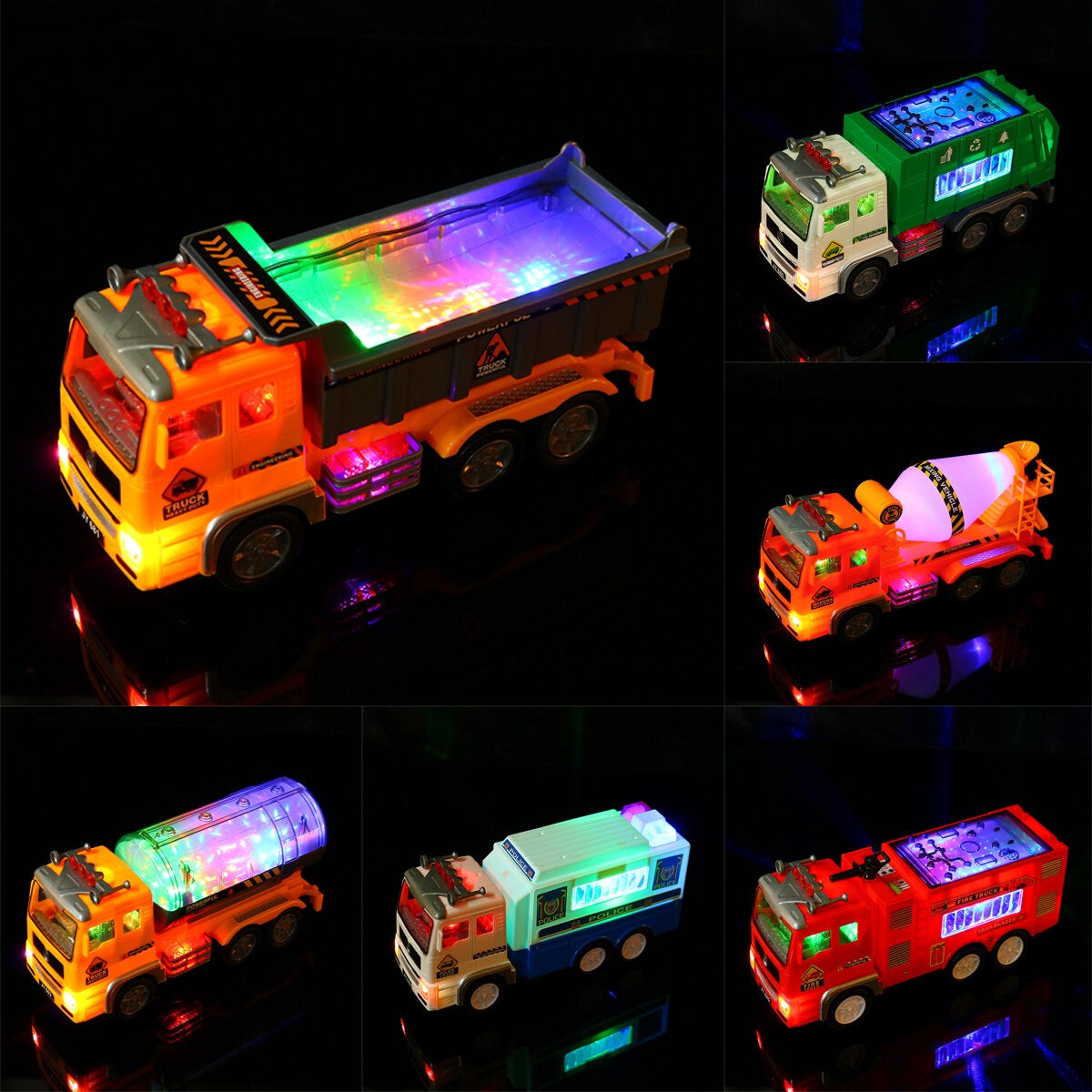 Large Simulation Electric Car Universal Engineering Vehicle Toy 4D Light Music Childrens