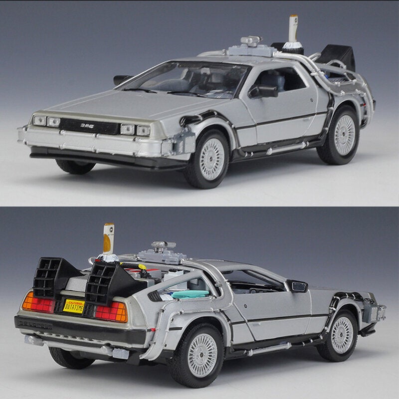 Diecast Alloy Model Car Door Openable Delorean Back to the Future Time Machines Metal Toy Car for Kid Gift Collection