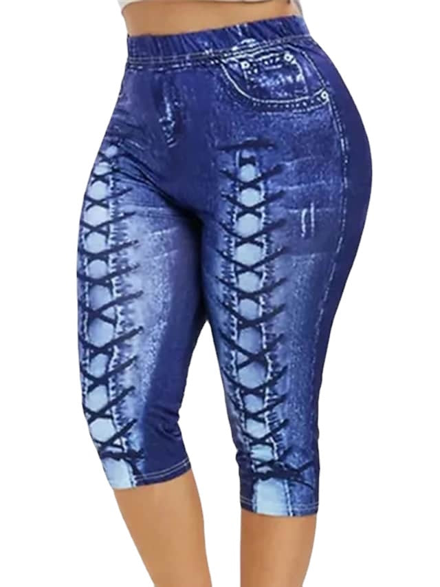 Women's Sexy Yoga Daily Vacation Pocket Print Micro-elastic Gradient Capri Pants