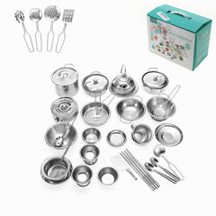 40PCS Mini Kitchenware Play Set Kitchen Pan Pot Dish Stainless Child Kids Role Play Toy Gift