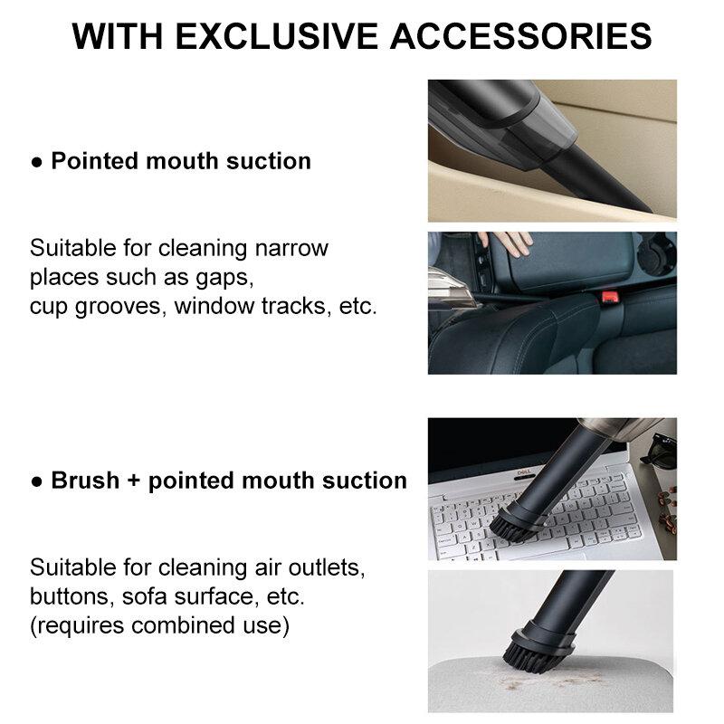 Handheld Portable Wireless Car Vacuum Cleaner Rechargeable 5000Pa Cyclone Suction 2000mAh Battery Life Cordless Wet/Dry Auto